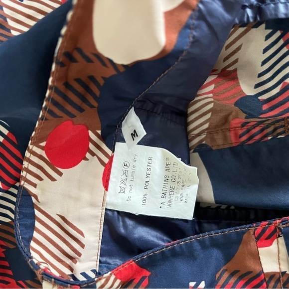 BAPE Plaid Windbreaker SHORTS sz M Red Blue Bathing Ape Japan Polyester - Picture 6 of 9